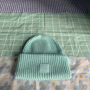 Acne Studios Green Smiley Face Patch Beanie